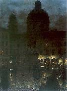 Aleksander Gierymski Wittelsbacher Square during the night. oil on canvas